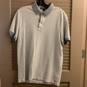 Mens Michael Kors Grey and White Striped Collared shirt